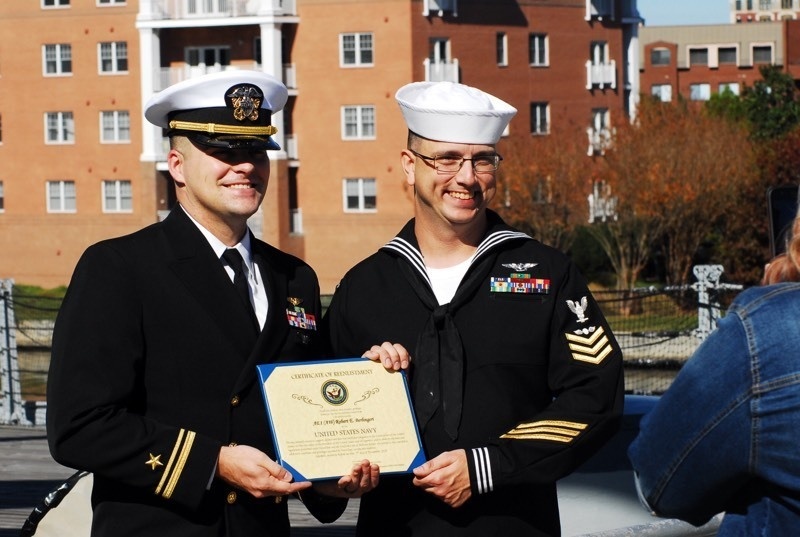 Naval Museum hosts a re-enlistment ceremony for VAW-123