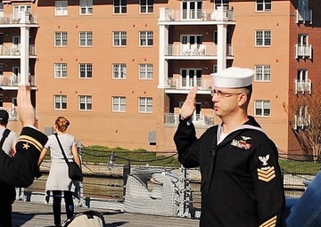 Naval Museum hosts a re-enlistment ceremony for VAW-123