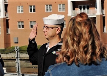 Naval Museum hosts a re-enlistment ceremony for VAW-123