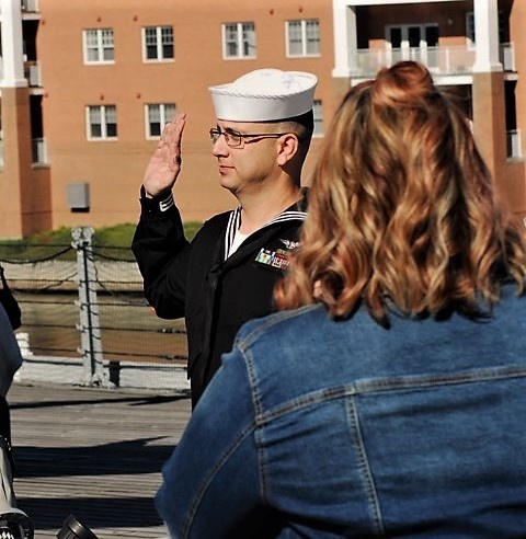 Naval Museum hosts a re-enlistment ceremony for VAW-123