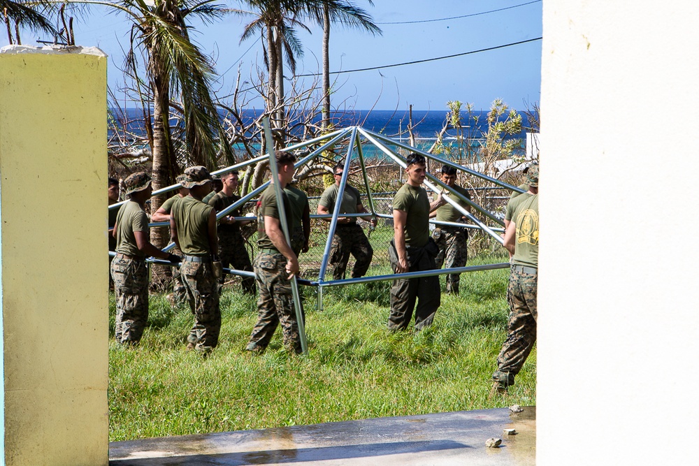 31st MEU, CLB-31 provide muscle for FEMA tent distribution on Tinian