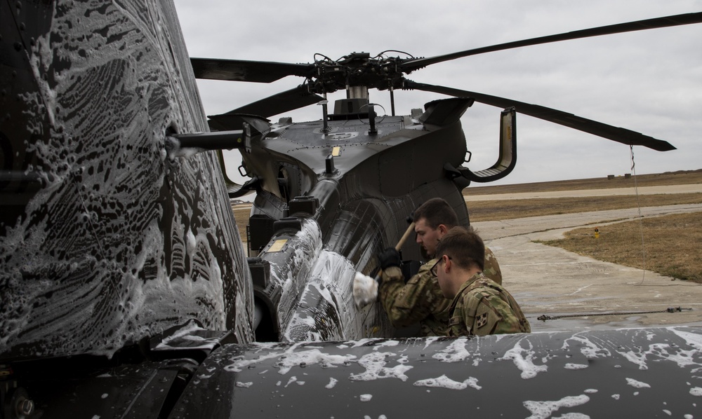 UH-60 Blackhawk wash and service