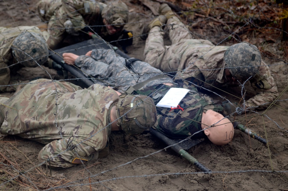 U.S. Army Soldiers take the Expert Field Medical Badge Qualification Exam