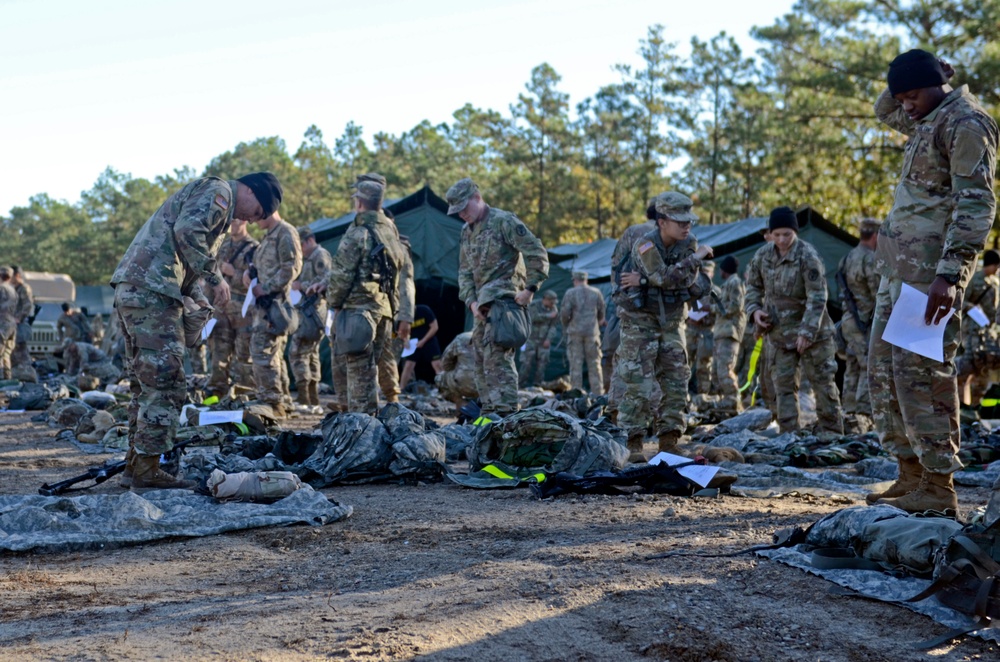 U.S. Army Soldiers take the Expert Field Medical Badge Qualification Exam