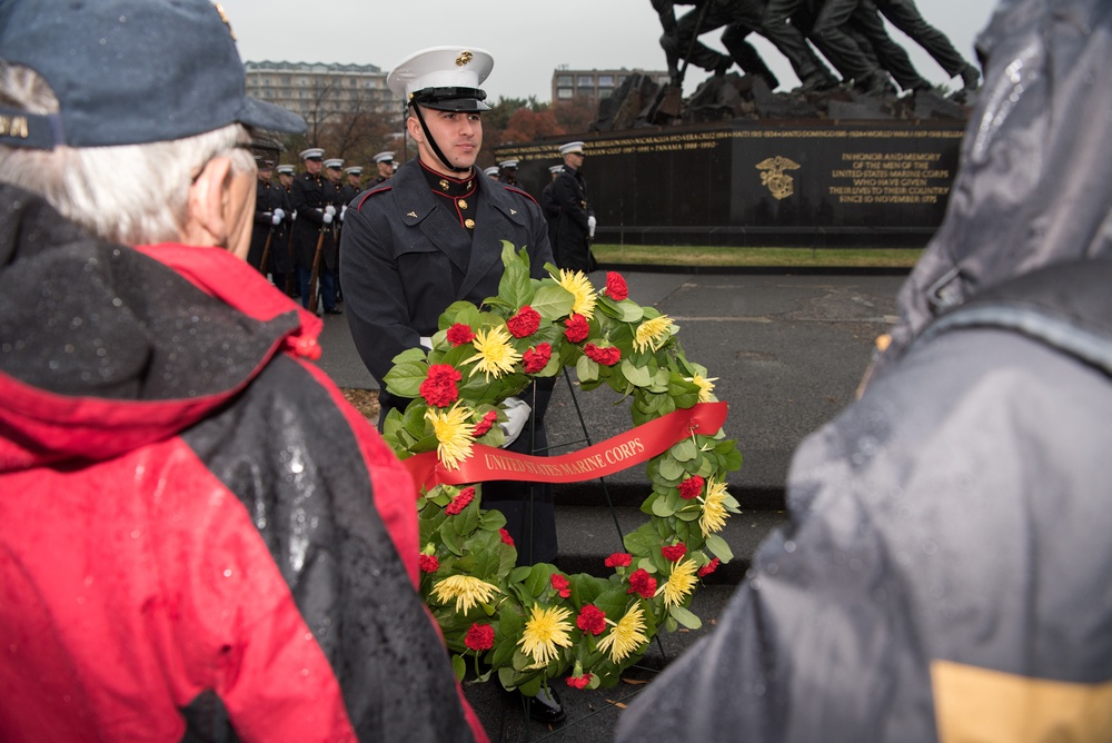 USMC wreath laying in honor of the 243rd Marine Corps Birthday