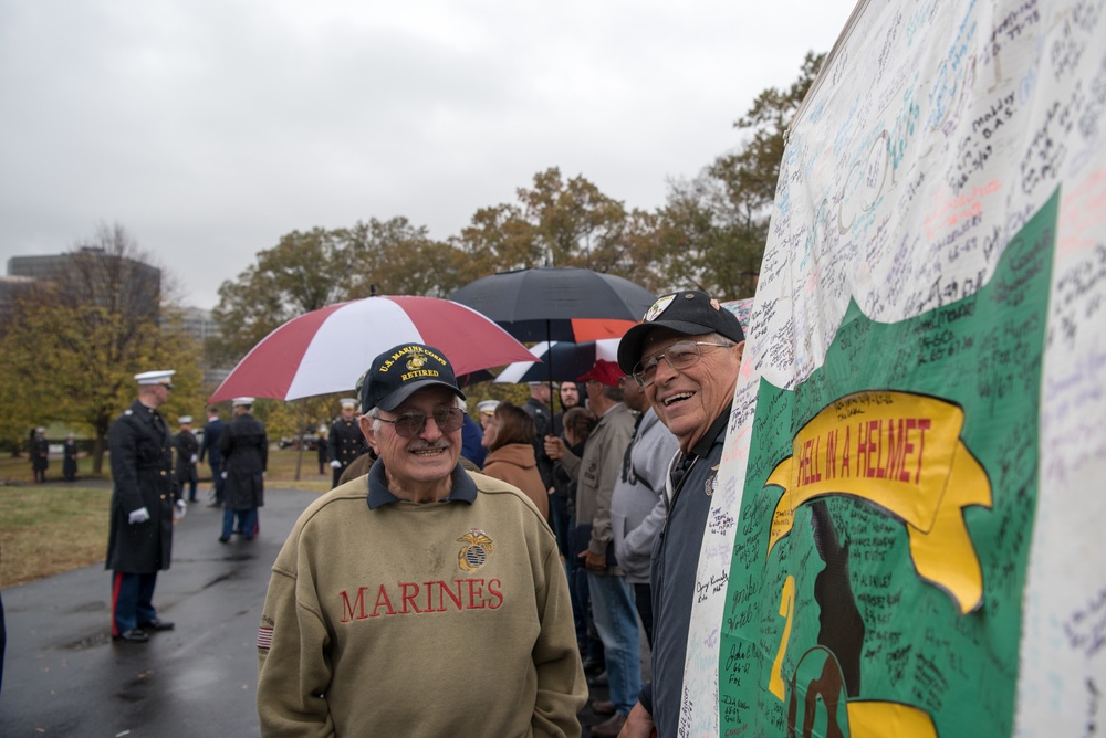 USMC wreath laying in honor of the 243rd Marine Corps Birthday