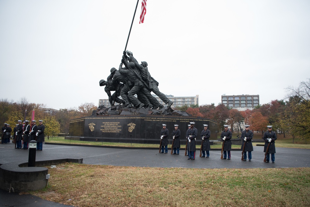 USMC wreath laying in honor of the 243rd Marine Corps Birthday