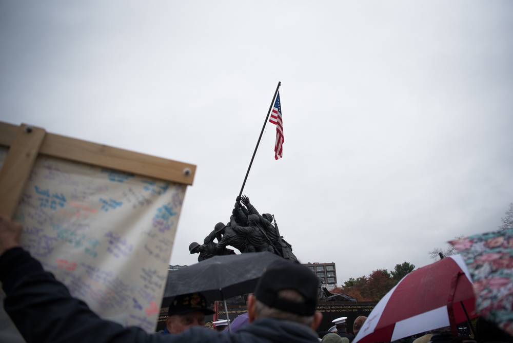 USMC wreath laying in honor of the 243rd Marine Corps Birthday