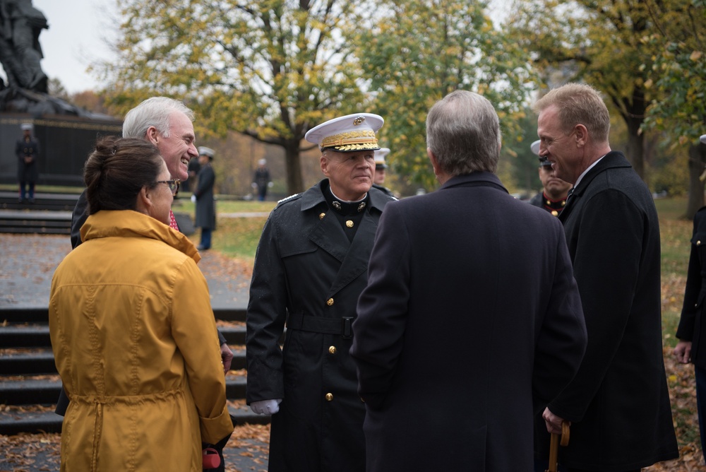 USMC wreath laying in honor of the 243rd Marine Corps Birthday