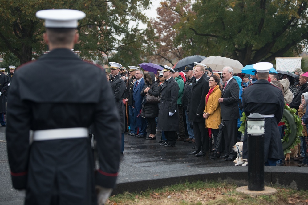 USMC wreath laying in honor of the 243rd Marine Corps Birthday