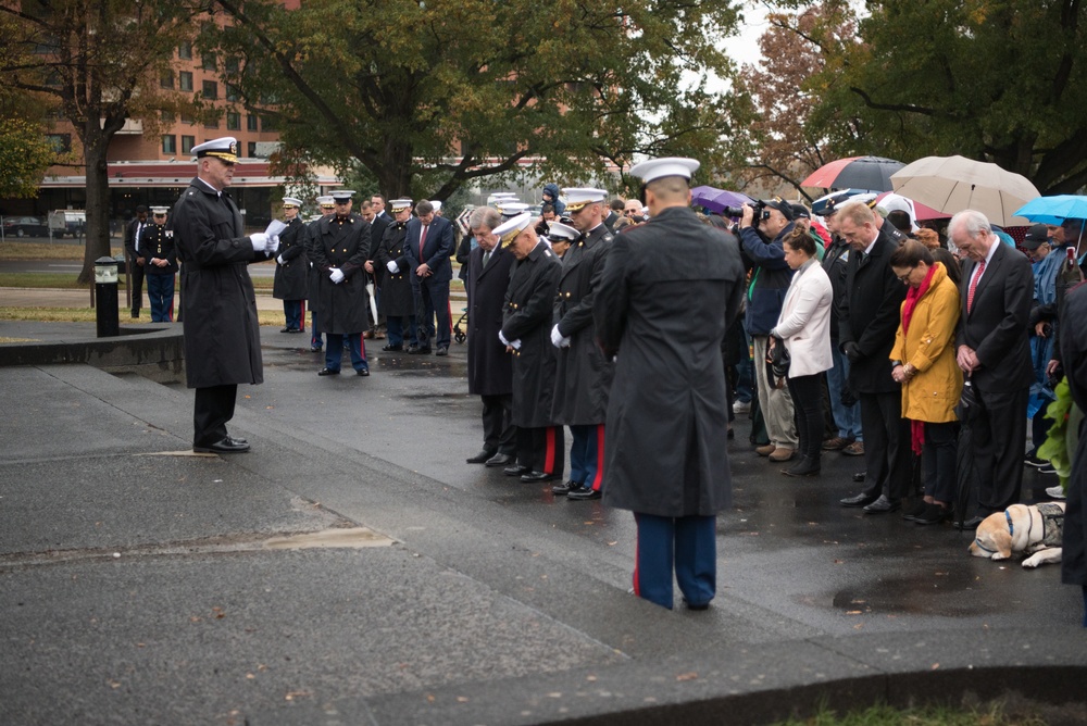 USMC wreath laying in honor of the 243rd Marine Corps Birthday