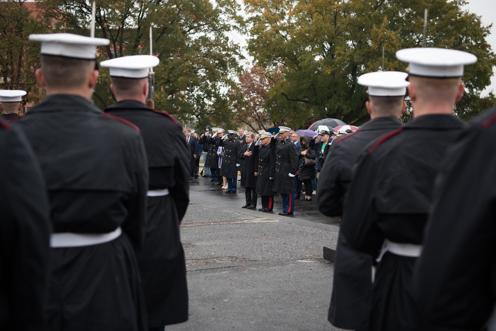 USMC wreath laying in honor of the 243rd Marine Corps Birthday