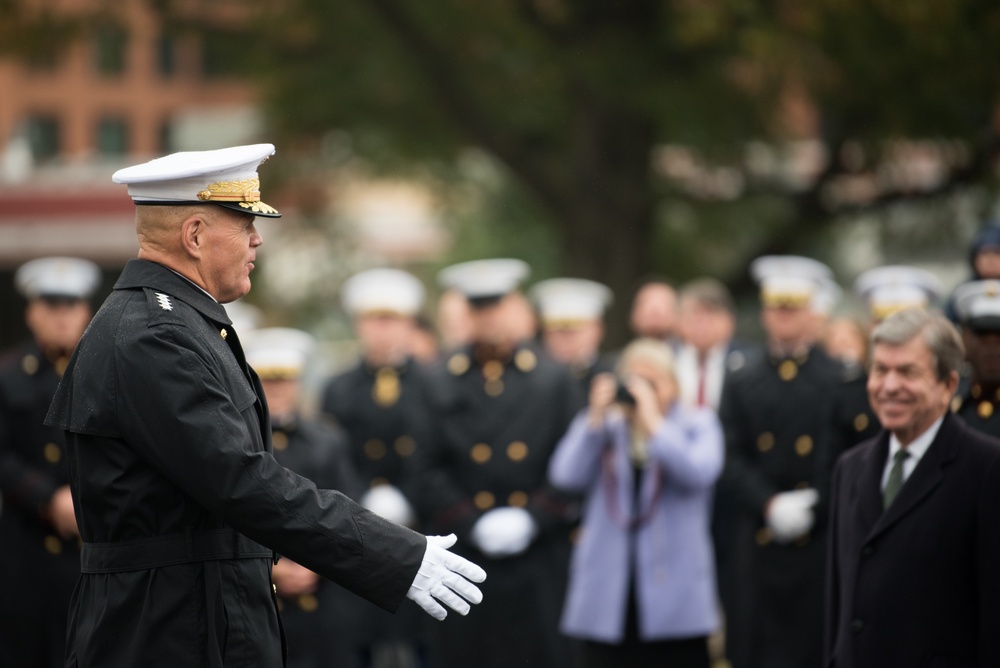 USMC wreath laying in honor of the 243rd Marine Corps Birthday