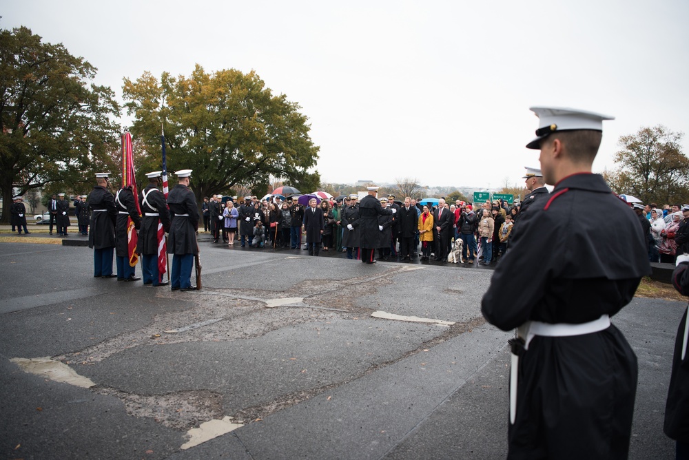 USMC wreath laying in honor of the 243rd Marine Corps Birthday