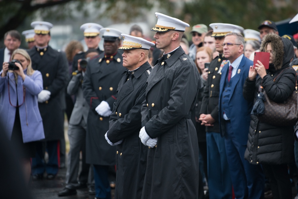 USMC wreath laying in honor of the 243rd Marine Corps Birthday