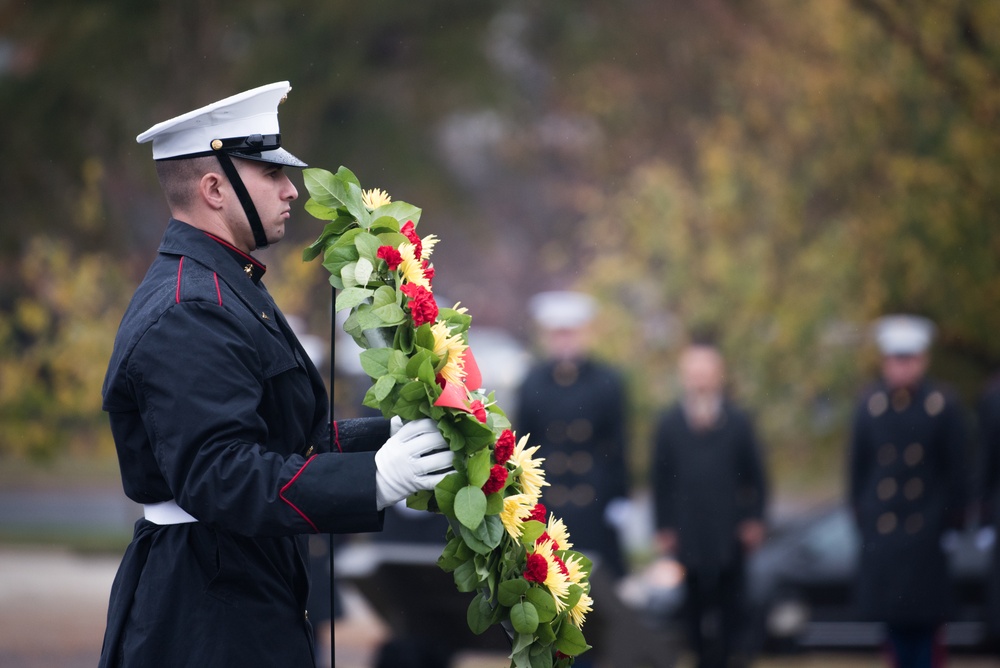 USMC wreath laying in honor of the 243rd Marine Corps Birthday