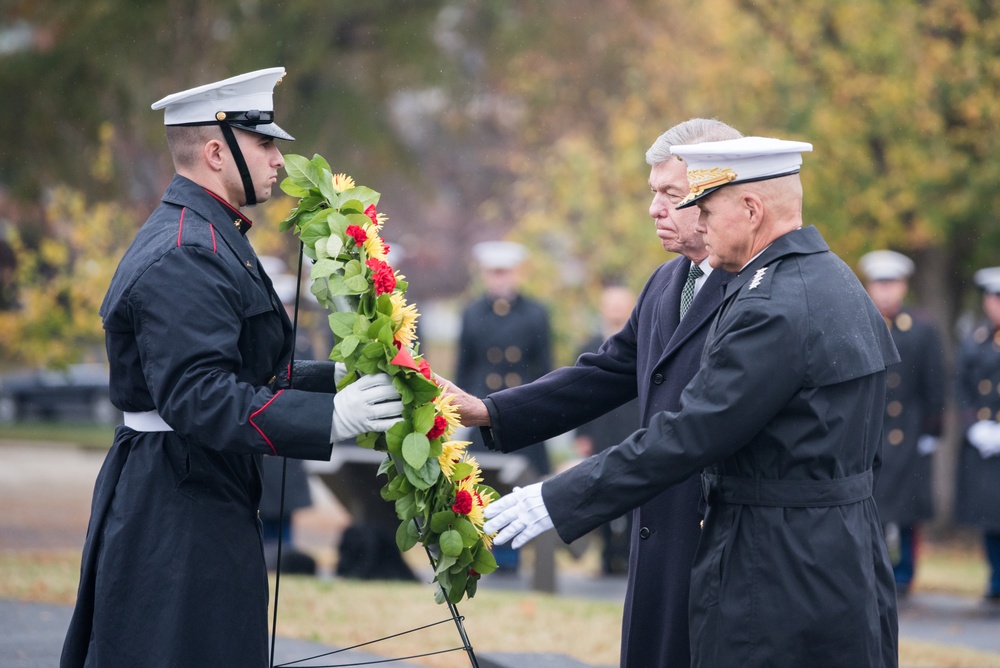 USMC wreath laying in honor of the 243rd Marine Corps Birthday