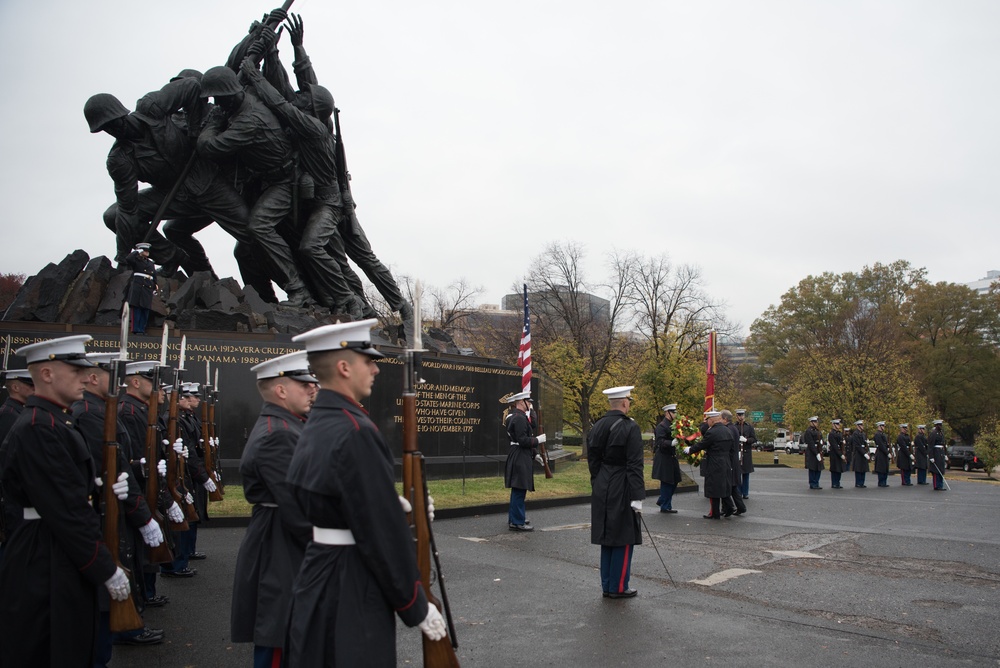 USMC wreath laying in honor of the 243rd Marine Corps Birthday