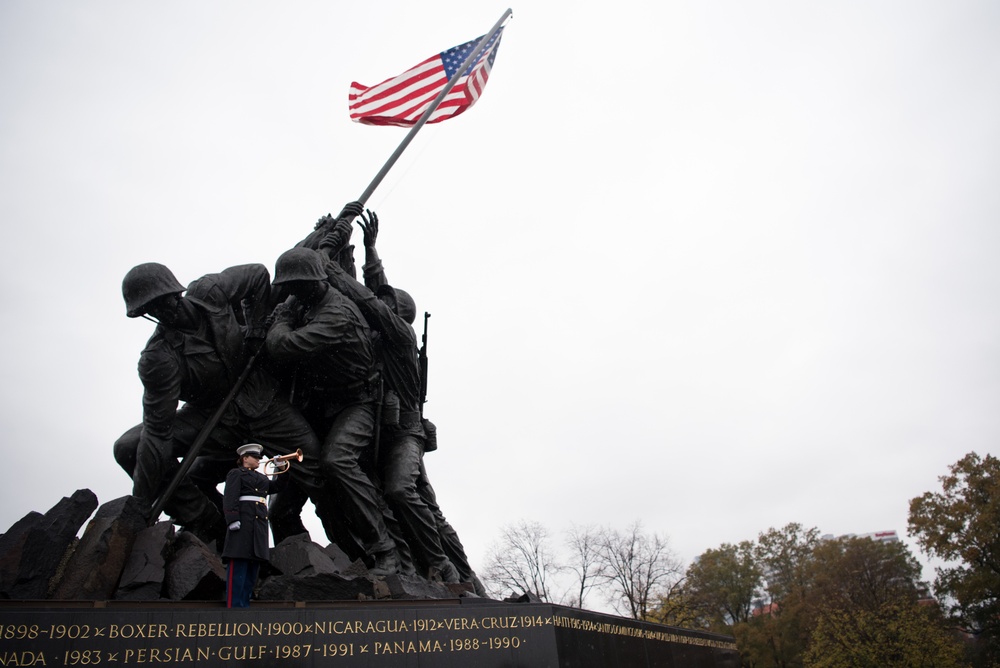 USMC wreath laying in honor of the 243rd Marine Corps Birthday