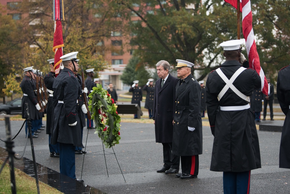 USMC wreath laying in honor of the 243rd Marine Corps Birthday