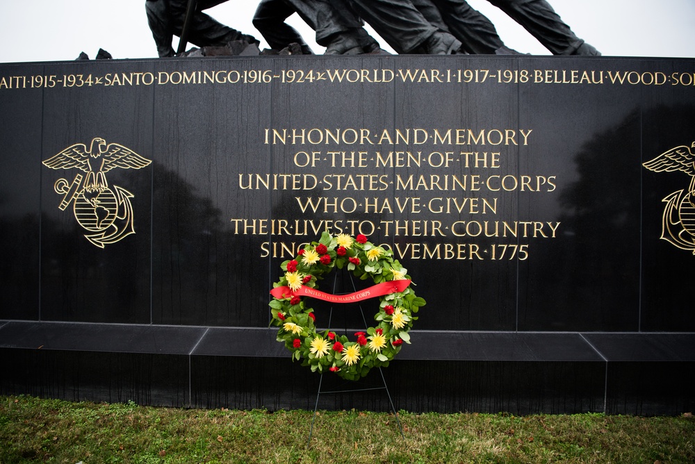 USMC wreath laying in honor of the 243rd Marine Corps Birthday