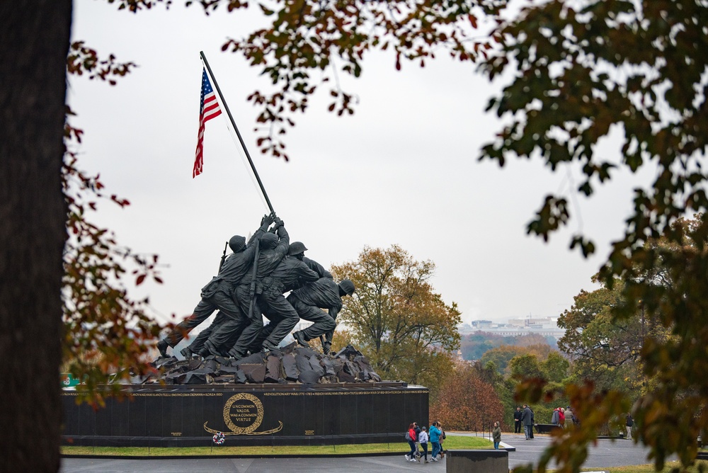 USMC wreath laying in honor of the 243rd Marine Corps Birthday