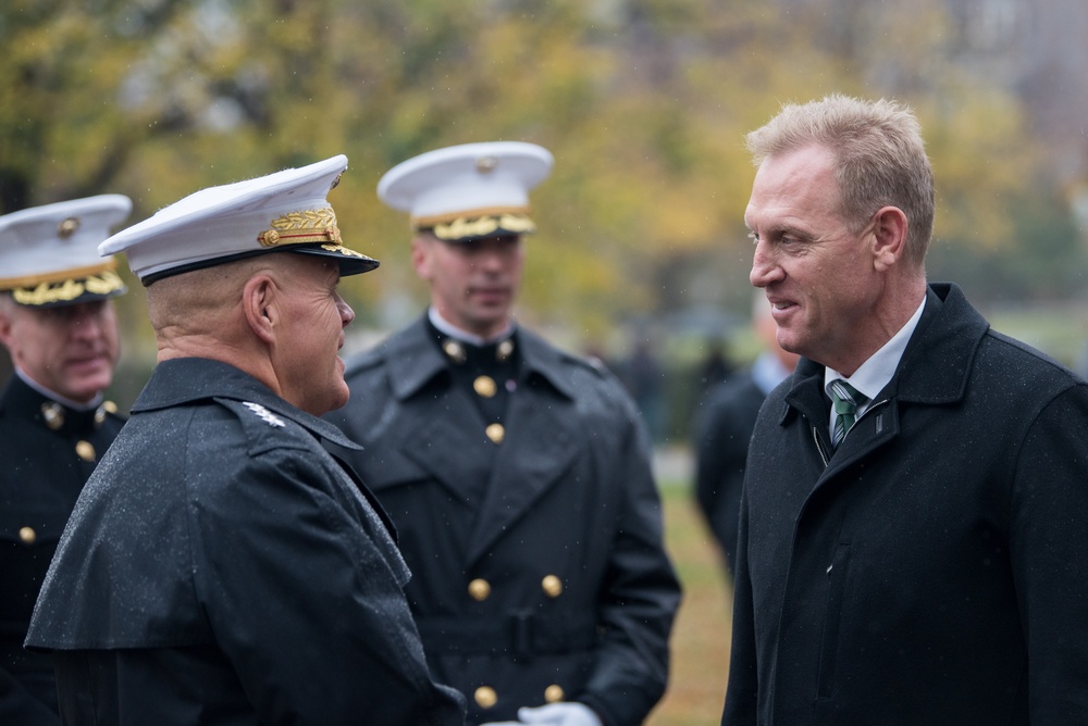 USMC wreath laying in honor of the 243rd Marine Corps Birthday