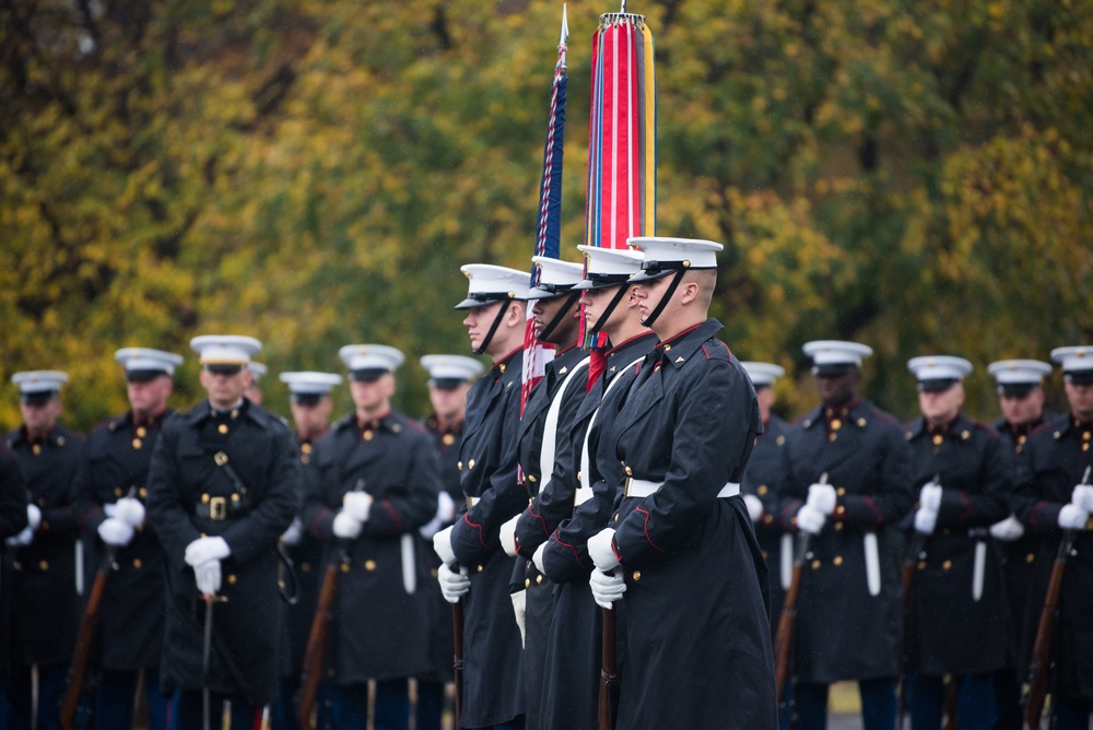 USMC wreath laying in honor of the 243rd Marine Corps Birthday