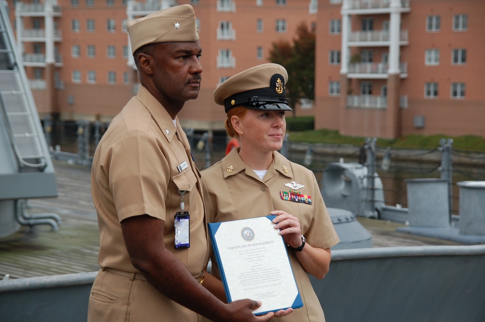 US Marine Corps Forces Command re-enlistment ceremony