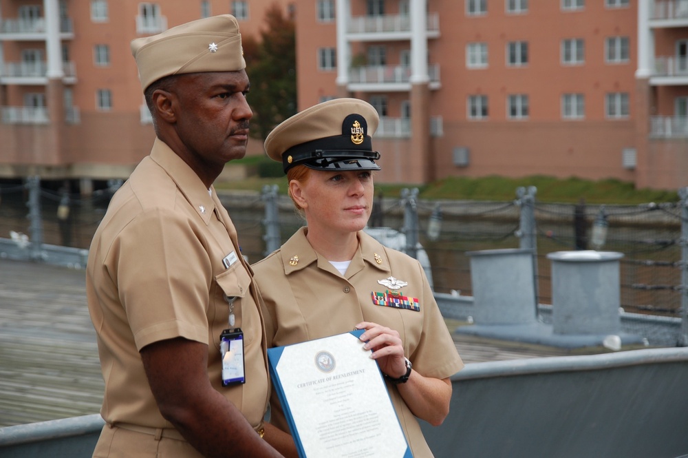 US Marine Corps Forces Command re-enlistment ceremony