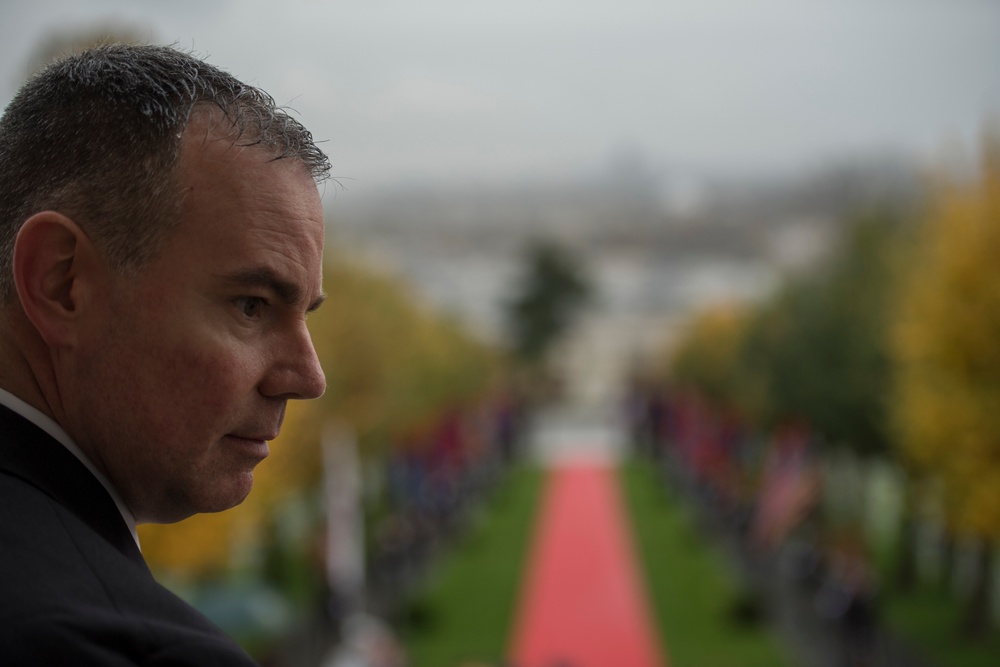 Mathew Brown, Assistant Superintendent for the Suresnes American Cemetery, Armistice Day, 2018.