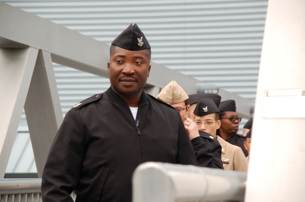 HM2 Akoli Re-enlistment aboard the USS Wisconsin (BB 64)