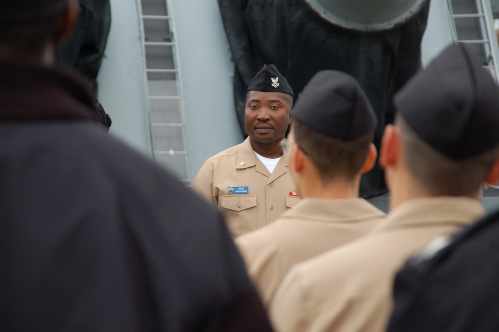 Re-enlistment aboard the USS Wisconsin (BB 64)