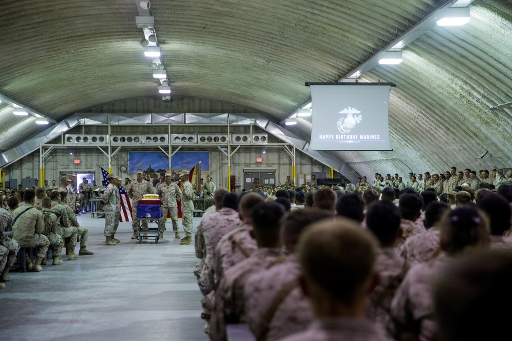 243rd Marine Corps Birthday cake cutting ceremony ITX 1-19