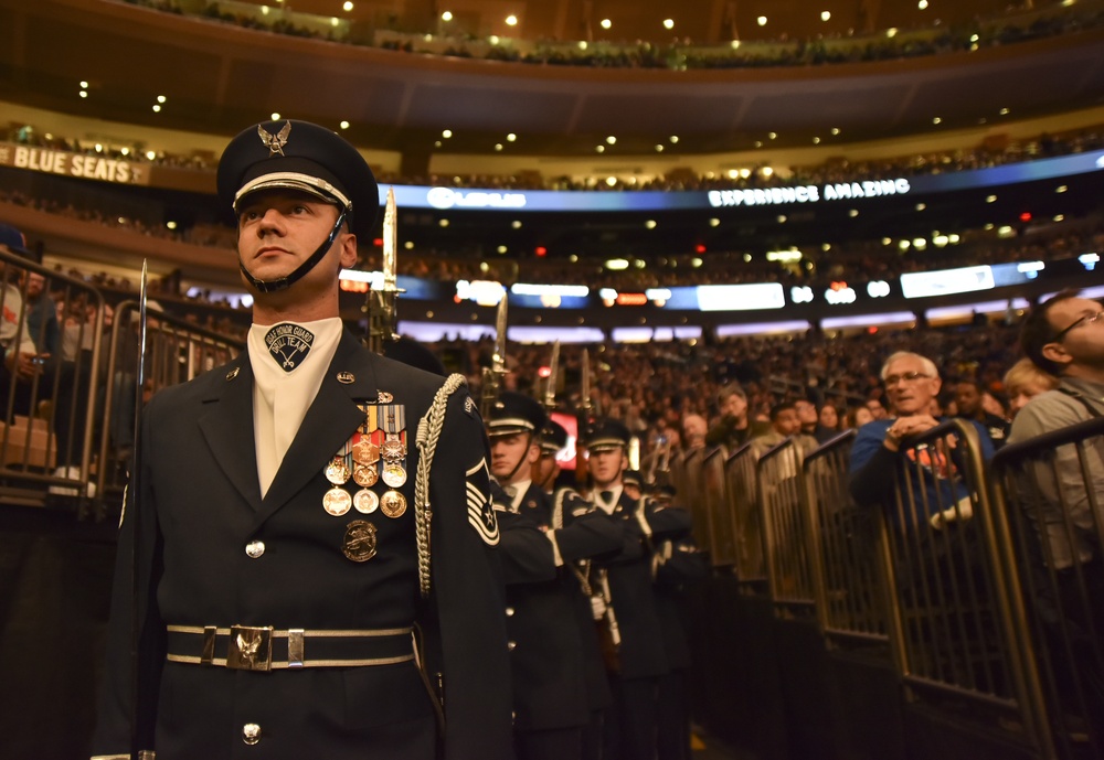 Honor Guard performs in Veterans Day Parade, Knicks game
