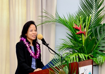 Leah Belmonte gives remarks on behalf of Gov. David Ige