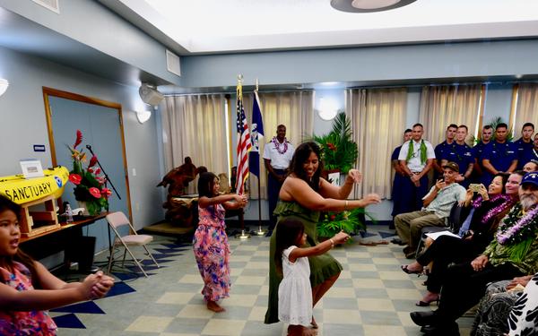 Lani's family dance hula in his honor