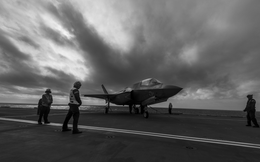 BF-5 Flight 389 CDR Nathan Gray test aboard HMS Queen Elizabeth.  The F-35 Pax River Integrated Test Force is testing aboard the HMS Queen Elizabeth for phase two of the First of Class Flight Trails(Fixed Wing) from British Queen Elizabeth Class carriers;