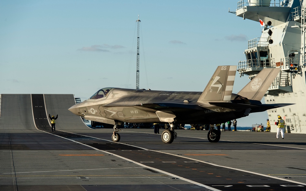 BF-5 Flight 391, Mr. Peter Wilson and BF-4 flight 351, Maj Lippert test aboard HMS Queen Elizabeth.  The F-35 Pax River Integrated Test Force is testing aboard the HMS Queen Elizabeth for phase two of the First of Class Flight Trails(Fixed Wing) from Brit