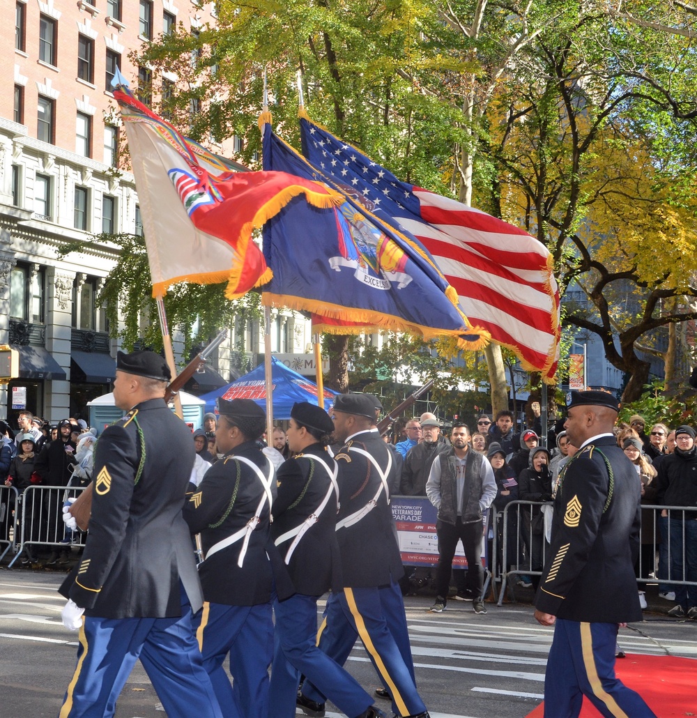 Soldiers of the 369th Sustainment Brigade March in Veterans Day Parade