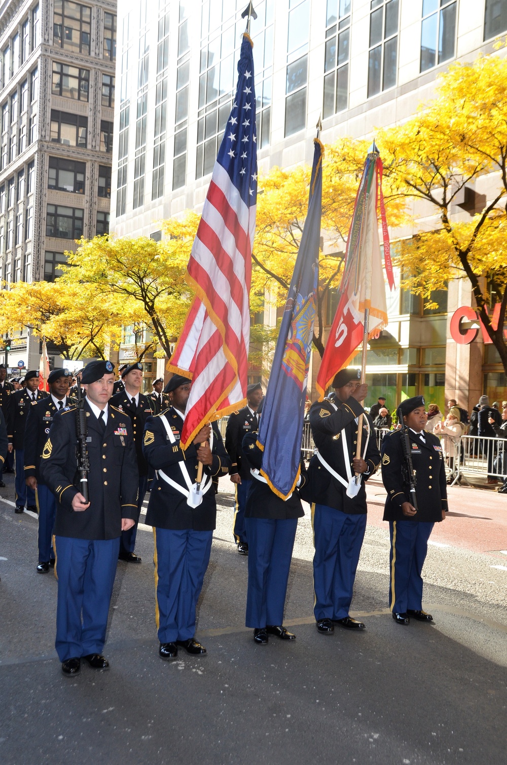 Soldiers of the 369th Sustainment Brigade March in Veterans Day Parade