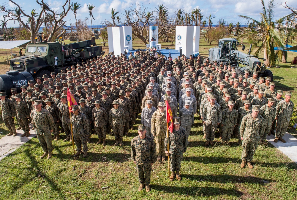 NMCB 1, 31 MEU, CLB 31, 36 CES, 36 MDG and 36 CRG Group Photo During Recovery Efforts in Tinian