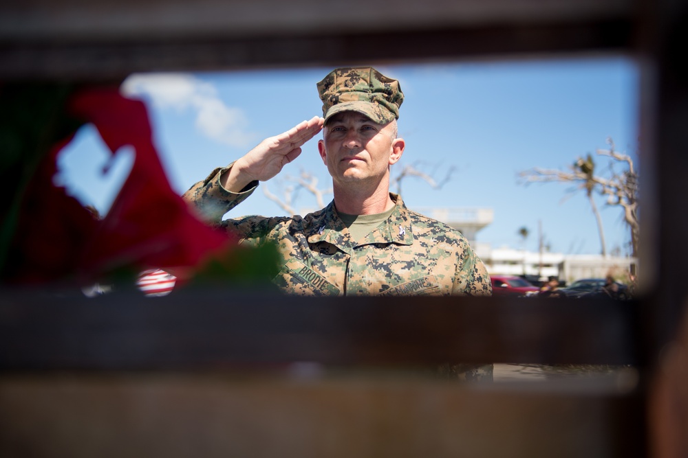 Veterans Day Ceremony During Recovery Efforts in Tinian