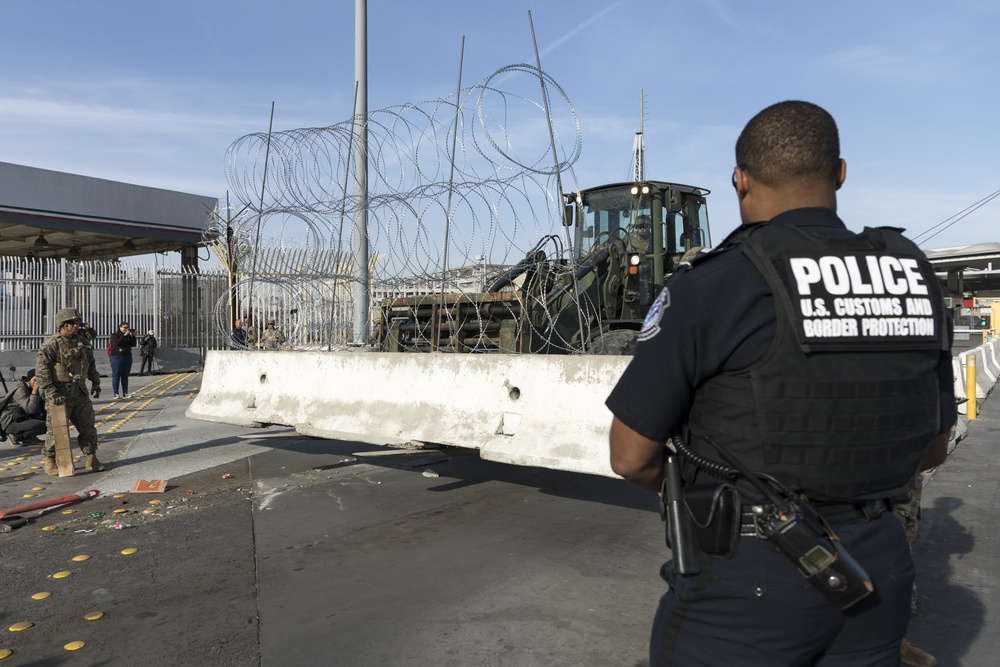 DOD prepares barriers for lane closures at the San Ysidro Port of Entry