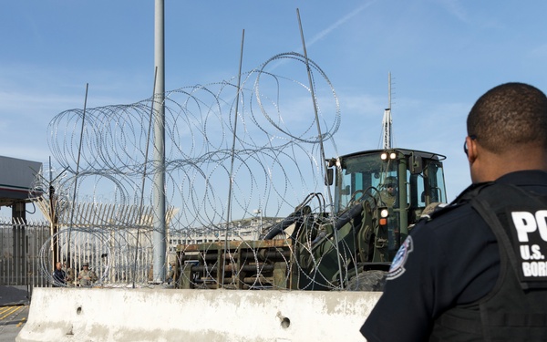 DOD prepares barriers for lane closures at the San Ysidro Port of Entry