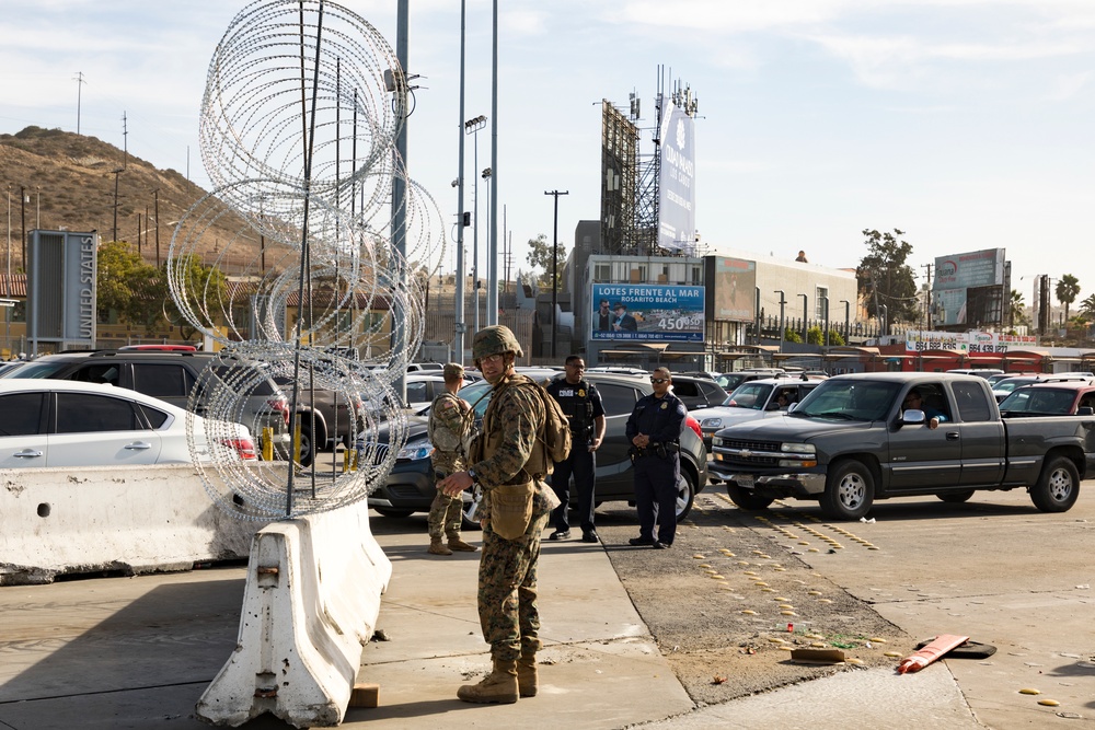 DOD prepares barriers for lane closures at the San Ysidro Port of Entry