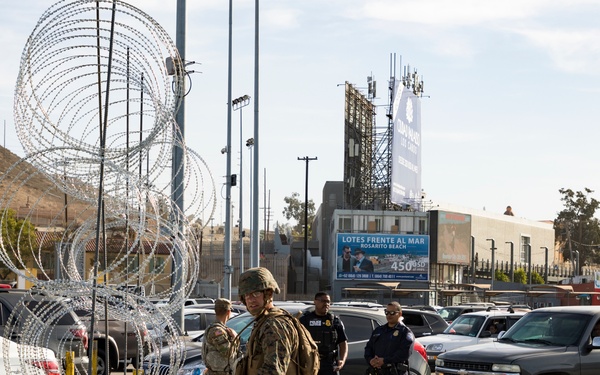 DOD prepares barriers for lane closures at the San Ysidro Port of Entry
