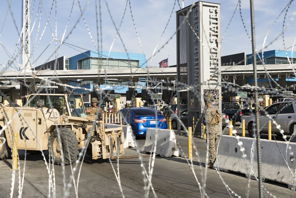 DOD prepares barriers for lane closures at the San Ysidro Port of Entry