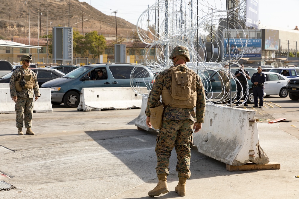 DOD prepares barriers for lane closures at the San Ysidro Port of Entry