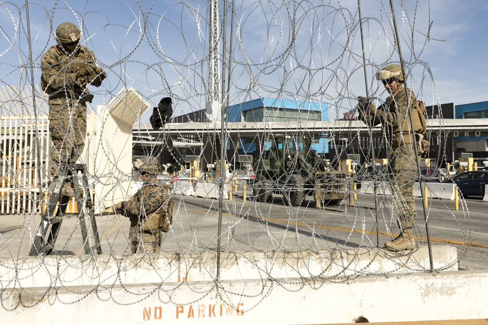 DOD prepares barriers for lane closures at the San Ysidro Port of Entry
